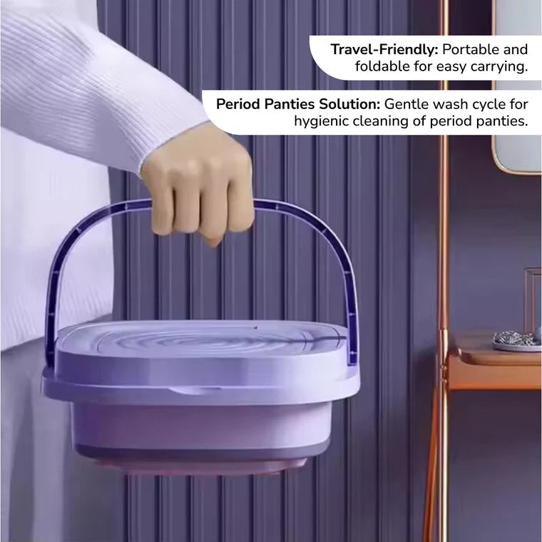 Foldable Mini Washing Machine – Portable Silent Washer with 9L Capacity & Speed Timing