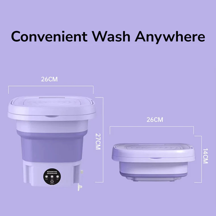 Foldable Mini Washing Machine – Portable Silent Washer with 9L Capacity & Speed Timing