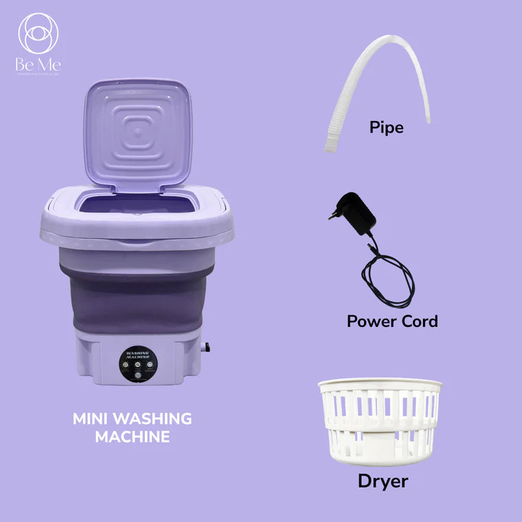 Foldable Mini Washing Machine – Portable Silent Washer with 9L Capacity & Speed Timing