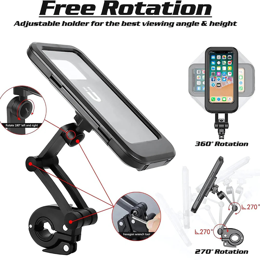 360° Adjustable Waterproof Bike Phone Mount - Universal Fit & Touchscreen
