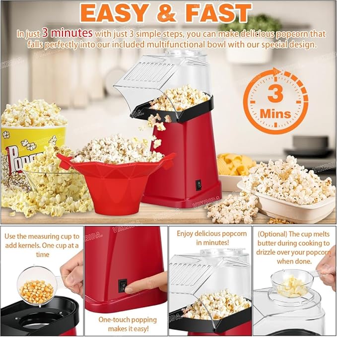 ๐ฌ Mini Hot Air Popcorn Maker โ Make Fresh, Crunchy Popcorn at Home in Minutes! ๐ฟ