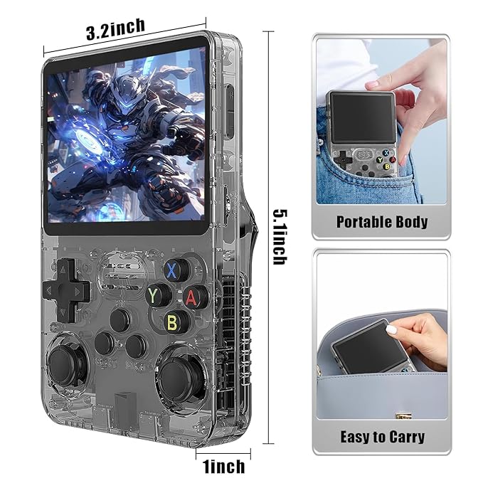 R36s Retro Gaming Console – 20000+ Classic Games | Handheld 3.5" HD Screen | Portable Arcade