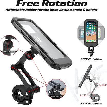 360° Adjustable Waterproof Bike Phone Mount - Universal Fit & Touchscreen
