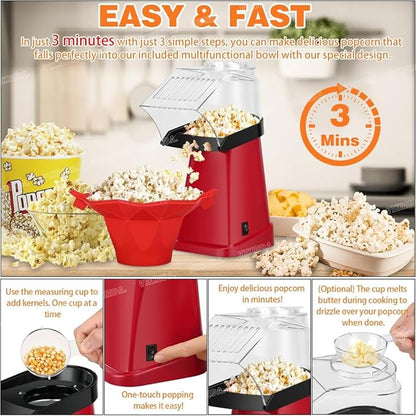🎬 Mini Hot Air Popcorn Maker – Make Fresh, Crunchy Popcorn at Home in Minutes! 🍿