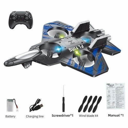 S1 Fighter Plane, Remote Control, 360° Rotation, LED Lights, Interstellar Theme, Ages 14+