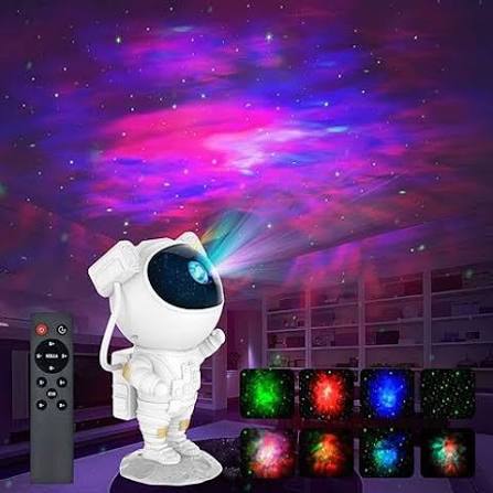 Astronaut Galaxy Star Projector Night Light with Remote & Timer, 360° Rotating LED Nebula Lamp