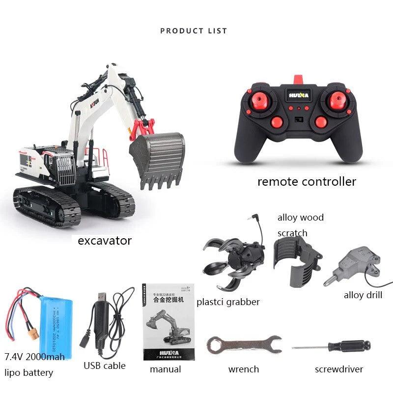 Huina1594 1/14 2.4GHz RC simulation alloy excavator 22-channel remote control excavator