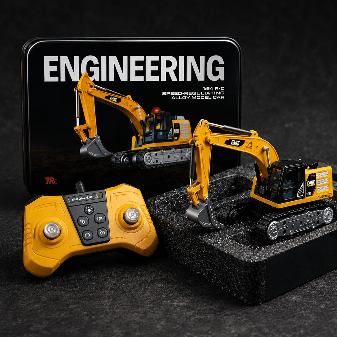 TRASPED JCB SCALE 1:64 2.4 GHZ REMOTE CONTROL CAR SPEED REGULATING ALLOY MODEL EXCAVATOR VEHICLE